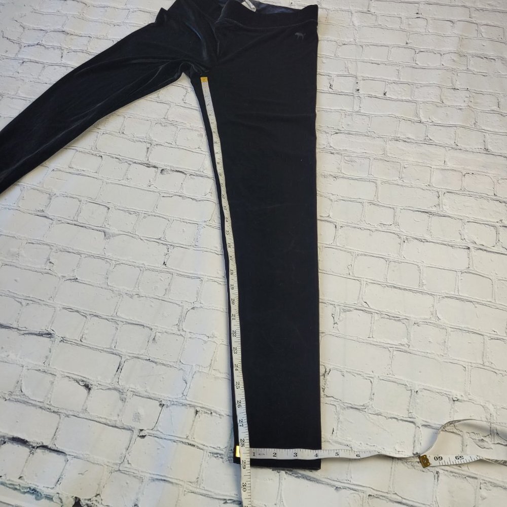 Pink Victoria’s Secret black velvet leggings size M - Picture 2 of 9